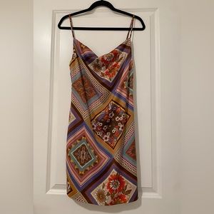 Size S - Urban Outfitters Mallory Cowl Neck Slip Dress in Floral Geometric
